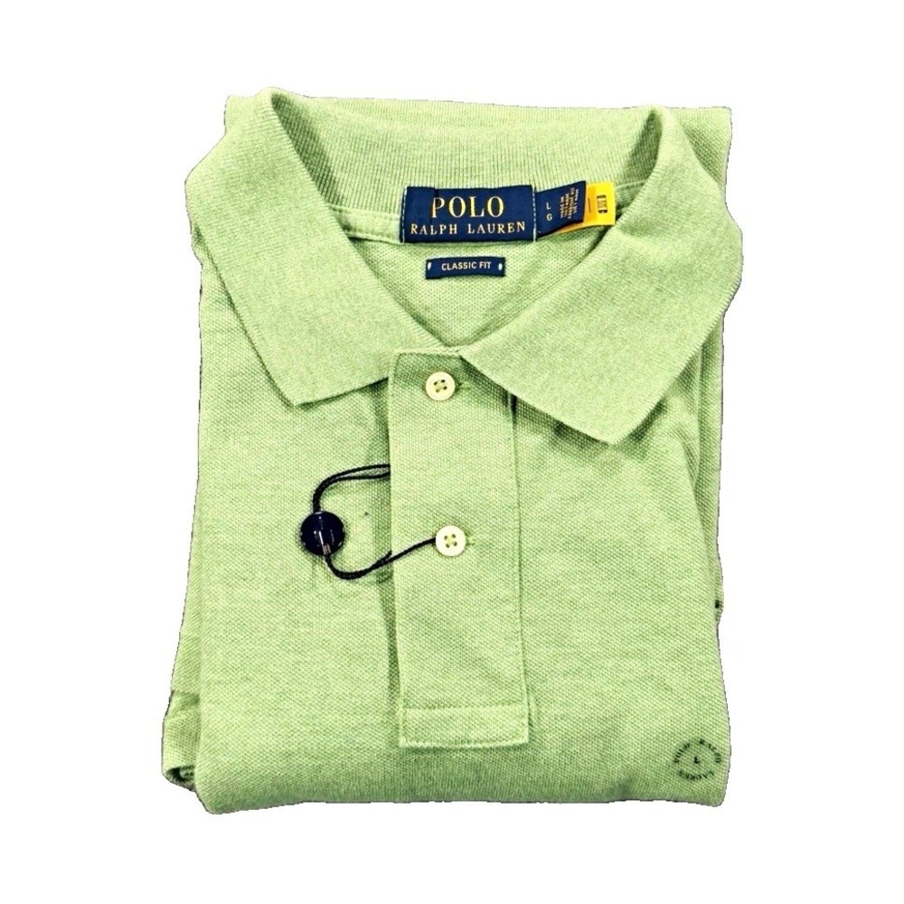 Polo Ralph Lauren Classic Fit Mesh Polo Orange Pony Green Mens L NWT